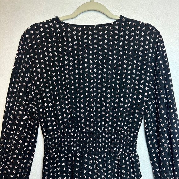Max Studio Dark Floral Blouse Womens Small Babydoll Witchy Office Whimsigoth - Picture 10 of 11
